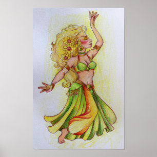 Blonde Bauchtänzerin Skizze Poster