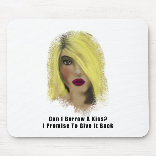 Blonde Bombshell Frau leiht sich einen Kuss Mousepad (Vorne)