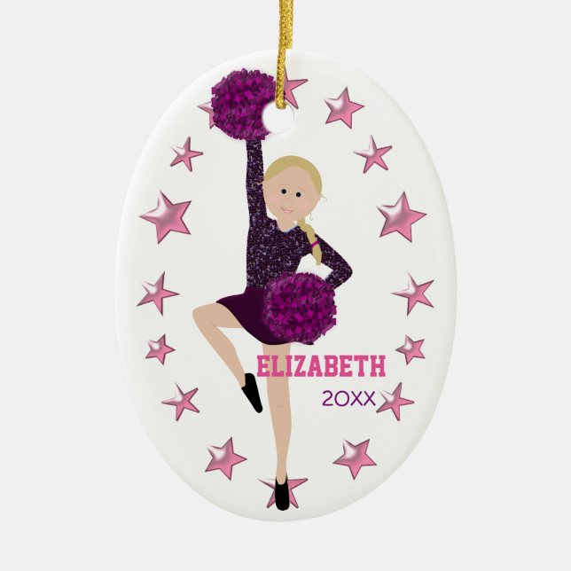 Blonde Borte Pom Gruppe-personalisiertes Andenken Keramik Ornament (Vorne)