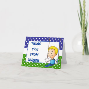 Blonde Boy Gymnastique Merci Note Card