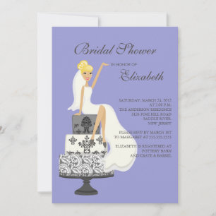 Blonde Bridal Shower Invitation Purple Grey