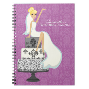 Blonde Bride auf Hochzeitstorte {Orchid} Notizblock