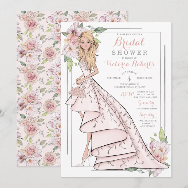Blonde Bride Brautparty Einladung (Vorne/Hinten)