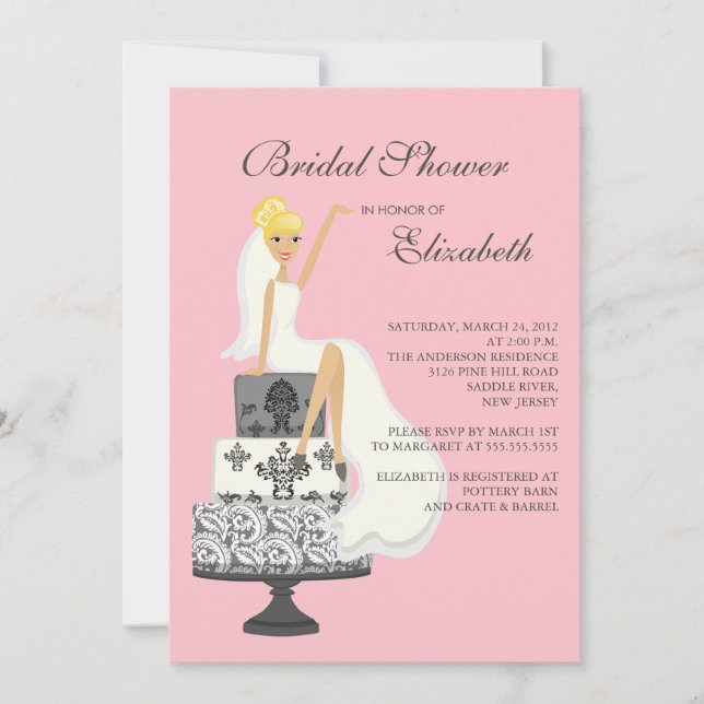 Blonde Bride Bridal Shower Invitation Gris rose (Devant)