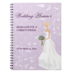 Blonde Bride Purple Wedding Planner Notizblock