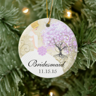 Blonde Bridesmaid gibt Lavender Heart Leaf Tree Keramik Ornament