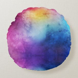 Blonde & Broke - Regenbogen Wasserfarbe Gefärbte K Rundes Kissen