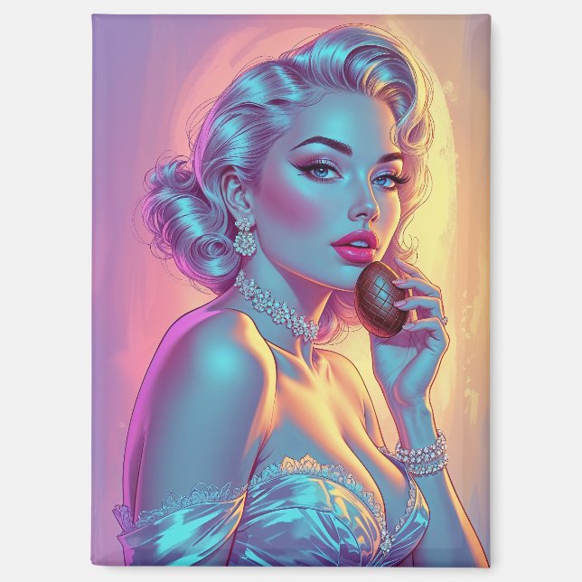 Blonde Button-Up Schokolade Ostereier Magnet (Vorderseite)