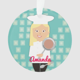 Blonde chef cuisinière casquette poêle personnalis