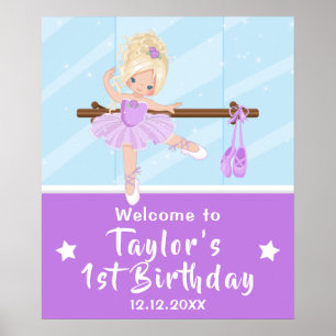 Blonde cheveux Ballerina Purple Tutu Affiche de bi