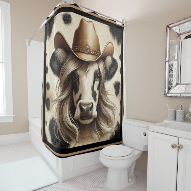 Blonde Country Cow Girl Funny Duschvorhang (Beispiel)