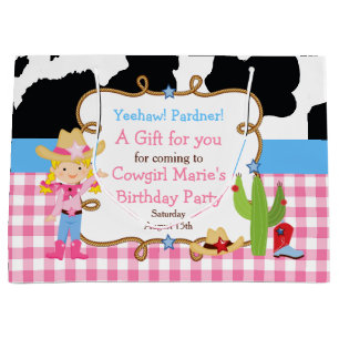 Blonde Cowgirl Western Danke Große Geschenktüte
