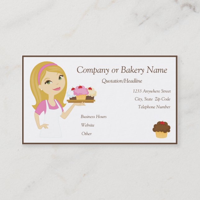 Blonde/Cupcake rose Baker/boulangerie 4 Carte de v (Devant)