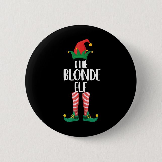 Blonde Elf Matching Familienweihnachtself Button (Vorderseite)