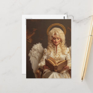 Blonde Engelsfrau mit Buch Postkarte
