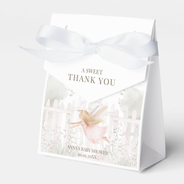 Blonde Fairy Baby Dusche Vielen Dank Geschenkschachtel (Vorderseite)
