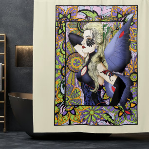 Blonde Fairy Floral Lila Duschvorhang