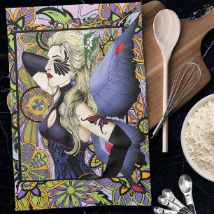 Blonde Fairy Floral Lila Geschirrtuch