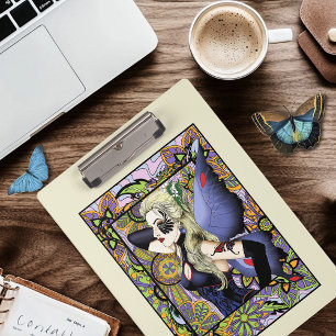 Blonde Fairy Floral Lila Klemmbrett