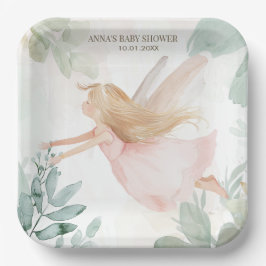 Blonde Fairy Girl Baby Dusche Pappteller