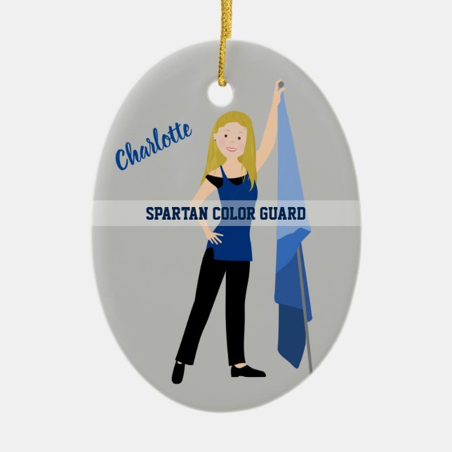 Blonde Farbe in Blau und Schwarz Keramik Ornament (Vorne)