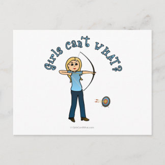 Blonde Female Archery in Blue Postkarte