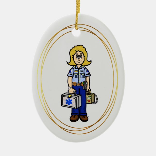 Blonde Female EMS Paramedic Ornament (Vorne)