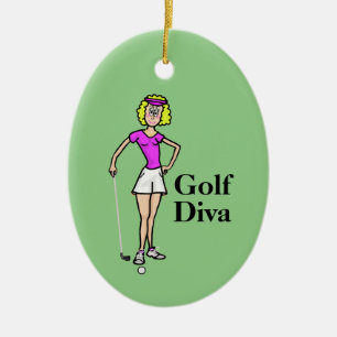 Blonde Female Golfer Keramik Ornament