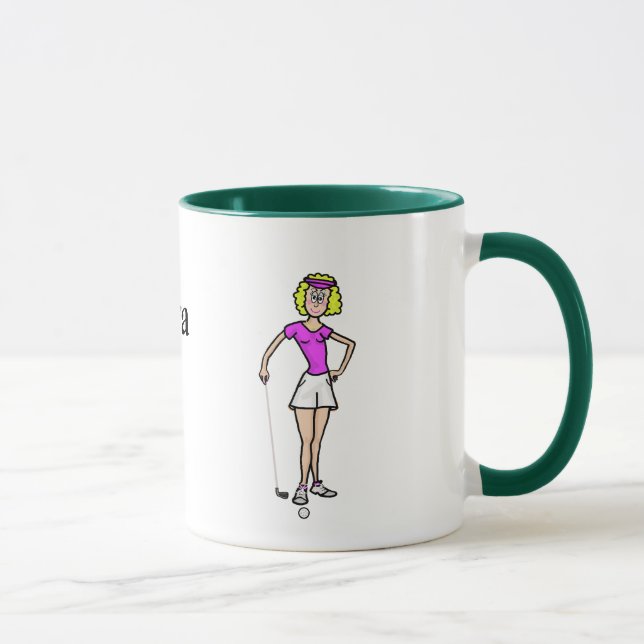 Blonde Female Golfer Tasse (Rechts)