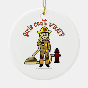 Blonde Feuerwehrmädchen Keramik Ornament