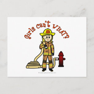 Blonde Firefighter Girl Postkarte