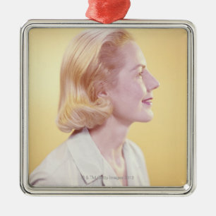 Blonde Frau Silbernes Ornament