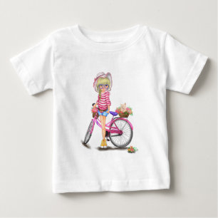 Blonde Girl and Pink Bike Baby T - Shirt