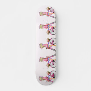 Blonde Girl and Pink Bike Skateboard Geschenk