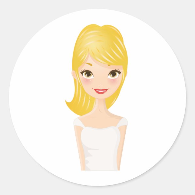 Blonde Girl Runder Aufkleber (Vorderseite)