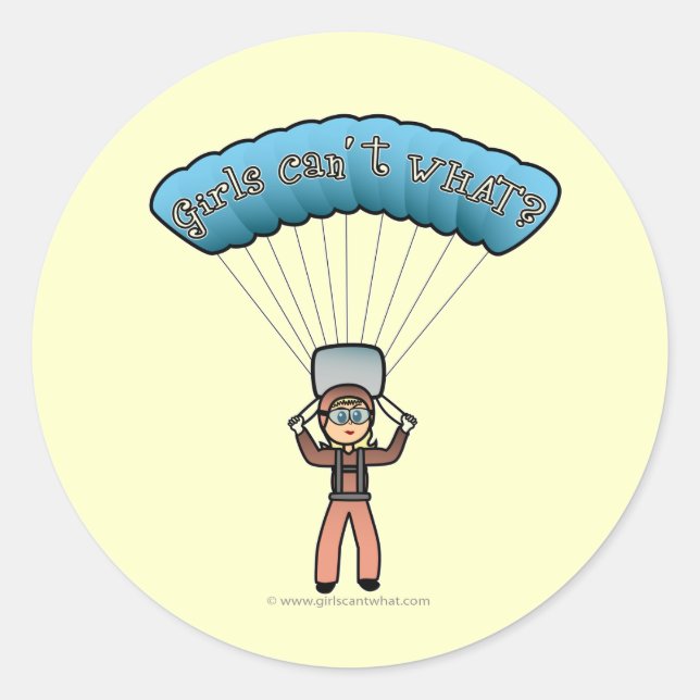 Blonde Girl Sky Diver Runder Aufkleber (Vorderseite)