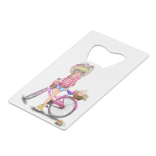 Blonde girl with Pink Bike Bottle Opener