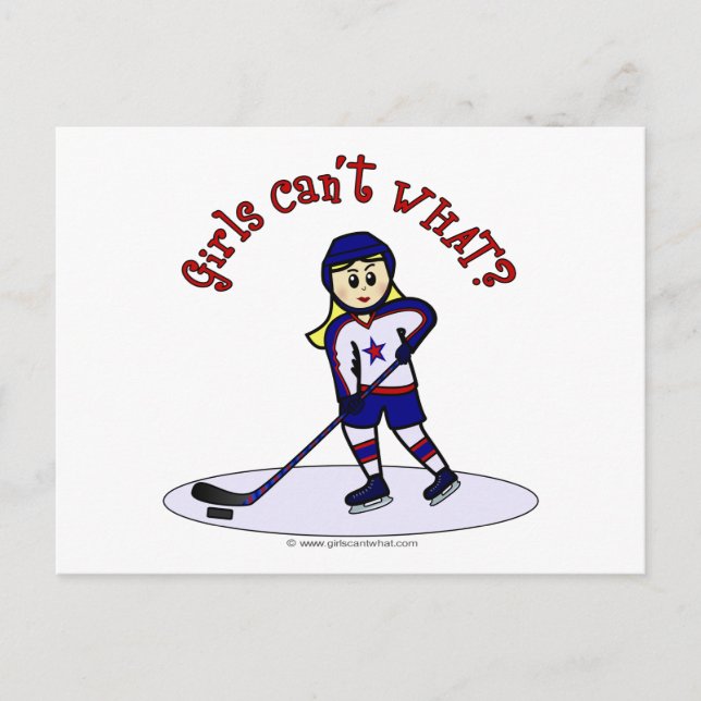 Blonde Girls Hockey Player Postkarte (Vorderseite)
