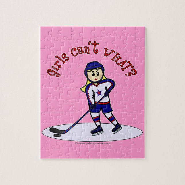 Blonde Girls Hockey-Spieler (Vertikal)