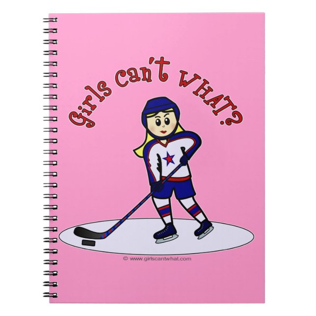 Blonde Girls Hockey-Spieler Notizblock (Vorderseite)