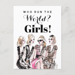 Blonde Girls leopard Druckkleid Aquarell Postkarte