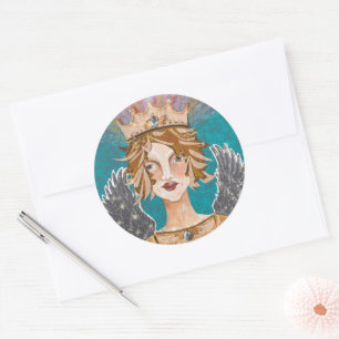 Blonde Guardian Angel Princess Priestess Paloma Runder Aufkleber