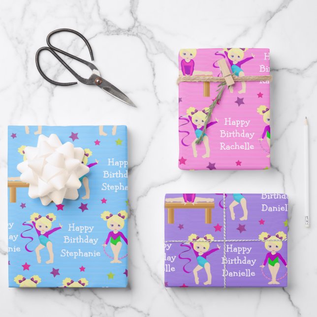 Blonde Gymnast Wrapping Paper Sheets Geschenkpapier Set (Vorderseite)