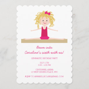 Blonde Gymnaste   Invitation d'anniversaire