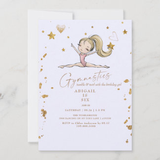 Blonde Gymnastics Tumble & Twirl Birthday Party II Einladung