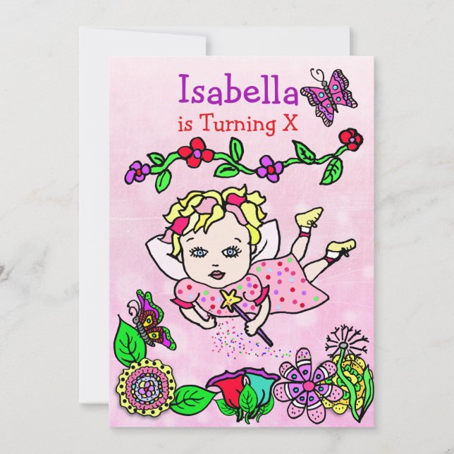Blonde Haahaar Kaukasische Fairy Birthday Einladung (Vorderseite)
