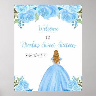 Blonde Haar Prinzessin Blau Sweet Sixteen Willkomm Poster