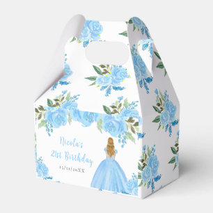 Blonde-Haar-Prinzessin Blaue Blumen Geburtstagsfei Geschenkschachtel
