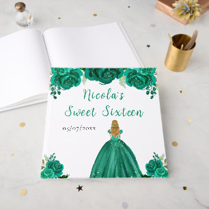 Blonde-Haar-Prinzessin Grün Sweet 16 Gästebuch