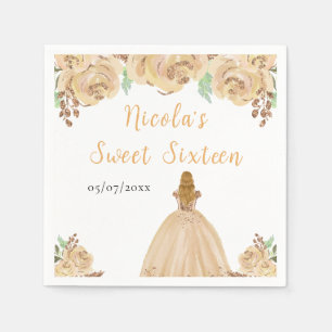 Blonde-Haar Prinzessin Peach Floral Sweet Sixteen  Serviette